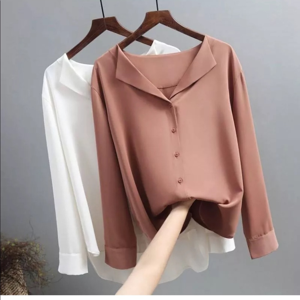 Chiffon sheer button up